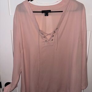 Atmosphere Blush Lace-Up Blouse